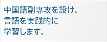 中国語副専攻を設け、言語を実践的に学習します。
