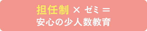 担任制 × ゼミ ＝ 安心の少人数教育